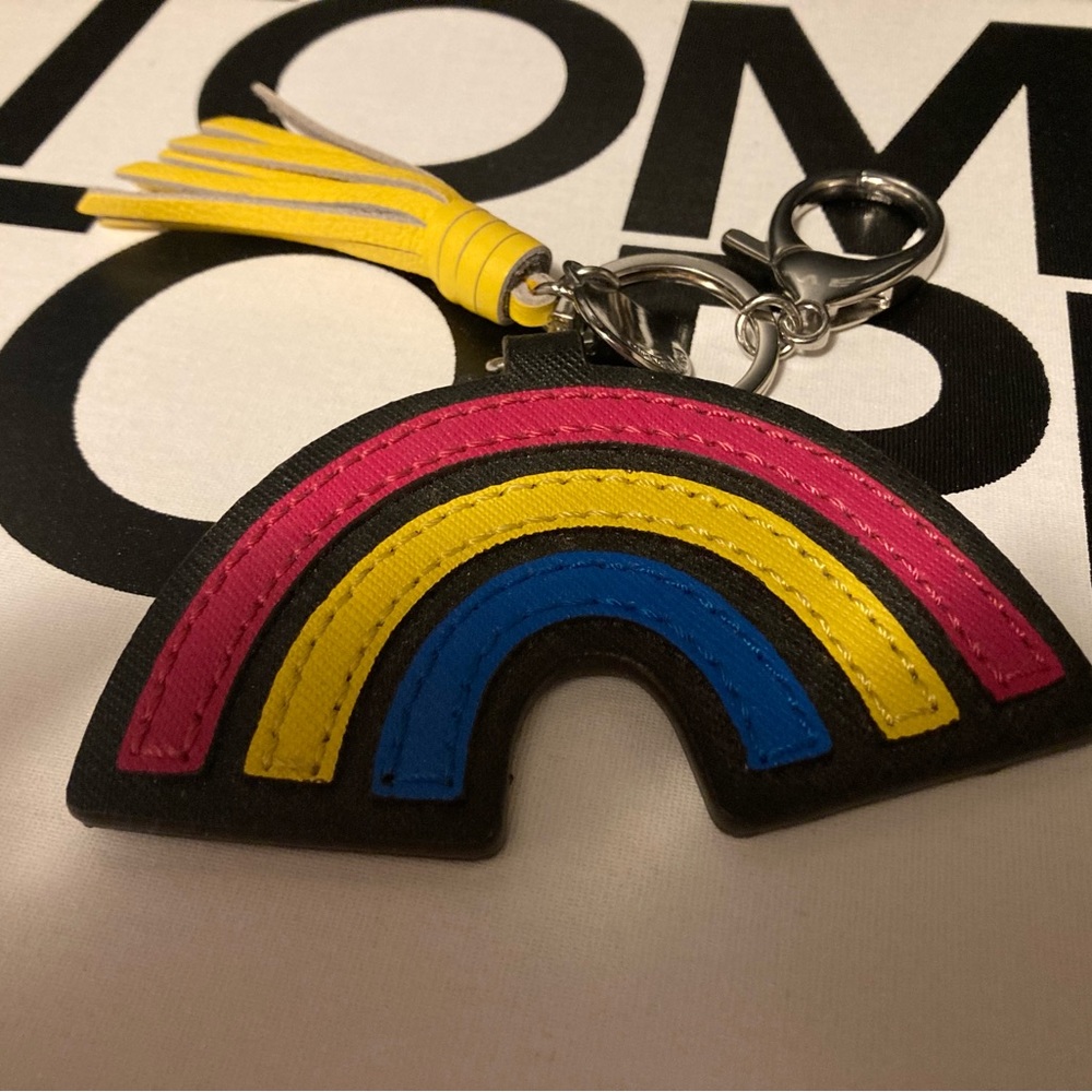 Rebecca Minkoff Rainbow 🌈 Pride Keychain Yellow Tassel Silver